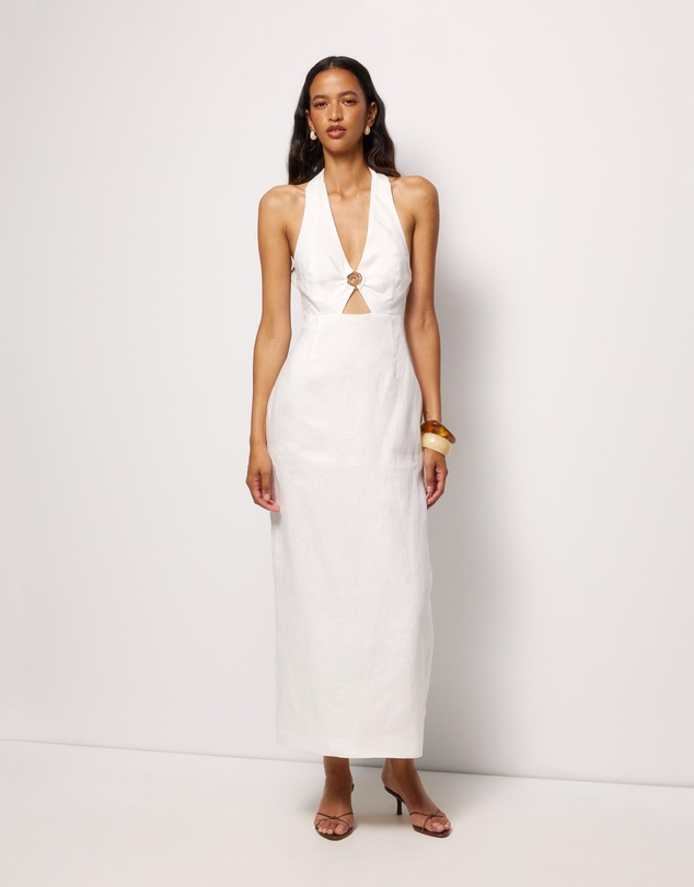 AERE - Lysandra Linen Halter Midi Dress