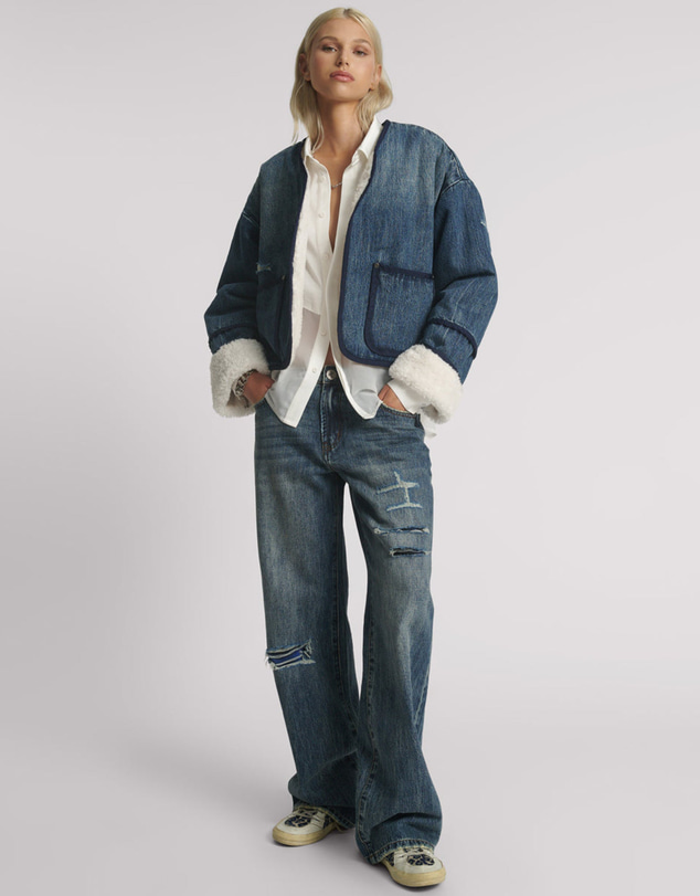 ONE TEASPOON - Teddy Cropped Denim Jacket - Boys Club Blue