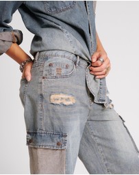 ONE TEASPOON - Skater Girl Low Waist Super Long Leg Denim Jorts - Dirty Blue