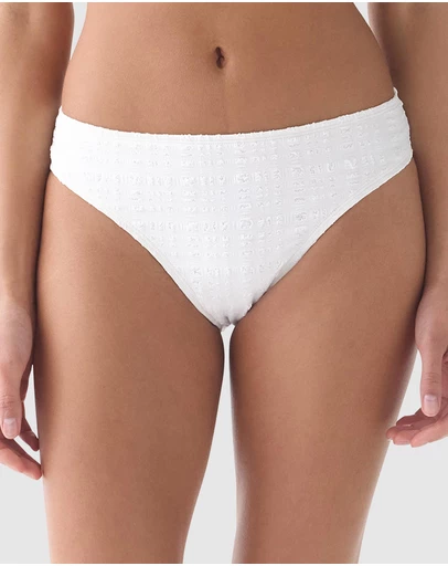 Kate Spade - Seersucker Mid-Rise High Cut Bikini Bottom