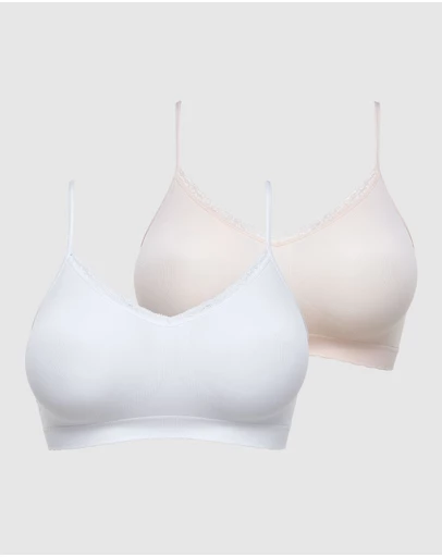 Billet Doux - Zen Attitude Crop Top Style Wirefree Bralette - 2 Pack