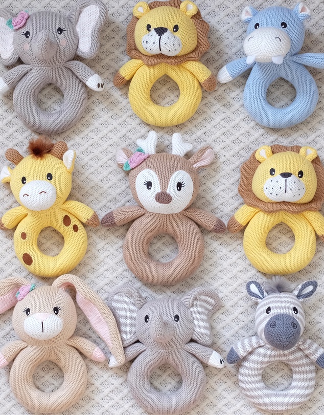 Living Textiles - Knitted Ring Rattle - Amelia the Bunny