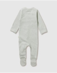 Wilson & Frenchy - Organic Stripe Rib Zipsuit with Feet - Babies