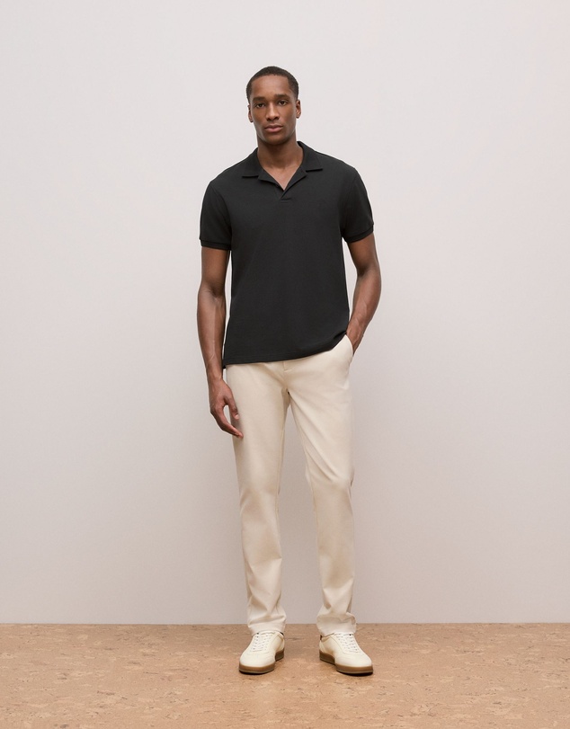 Trenery - Pique Monogram Short Sleeve Polo in Black