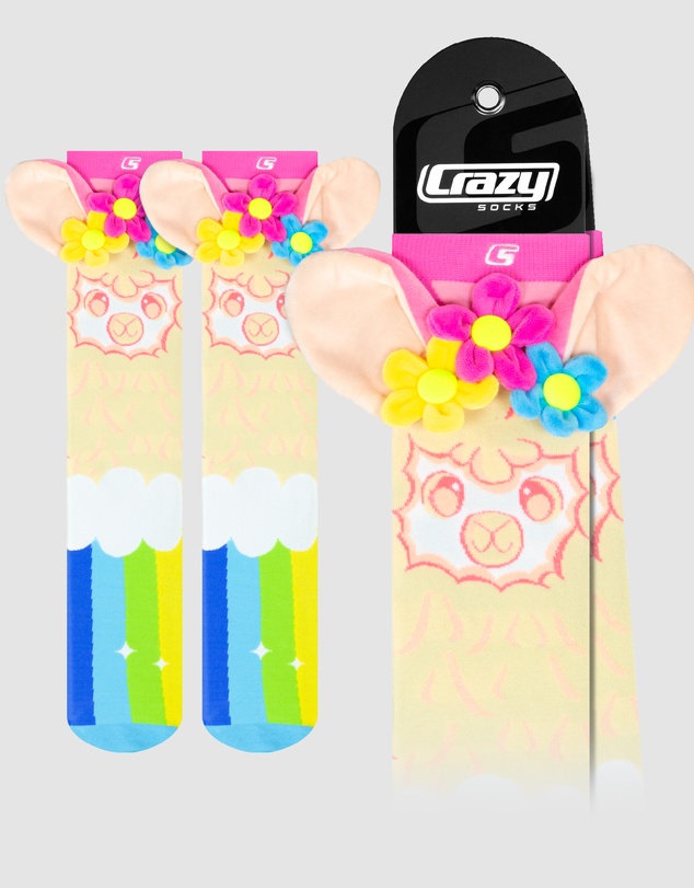Crazy Skates - Crazy Socks Llama Flowers Knee-High Socks