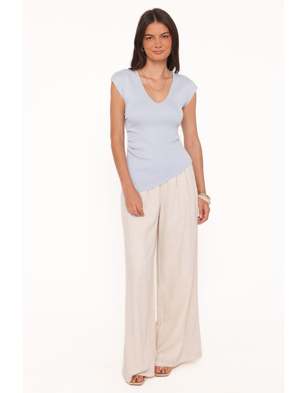 Petal & Pup - Tori Side Cinch Knitted Top - Light Blue