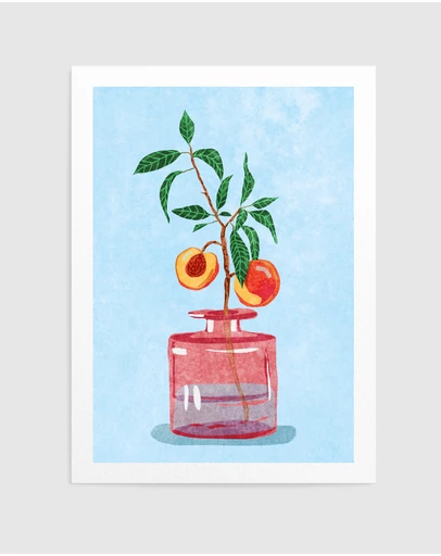 Olive et Oriel - Peach Tree In Vase by Raissa Oltmanns Art Print