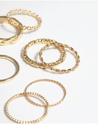 Lovisa - Gold Plated Twisted Band Ring Stack Pack