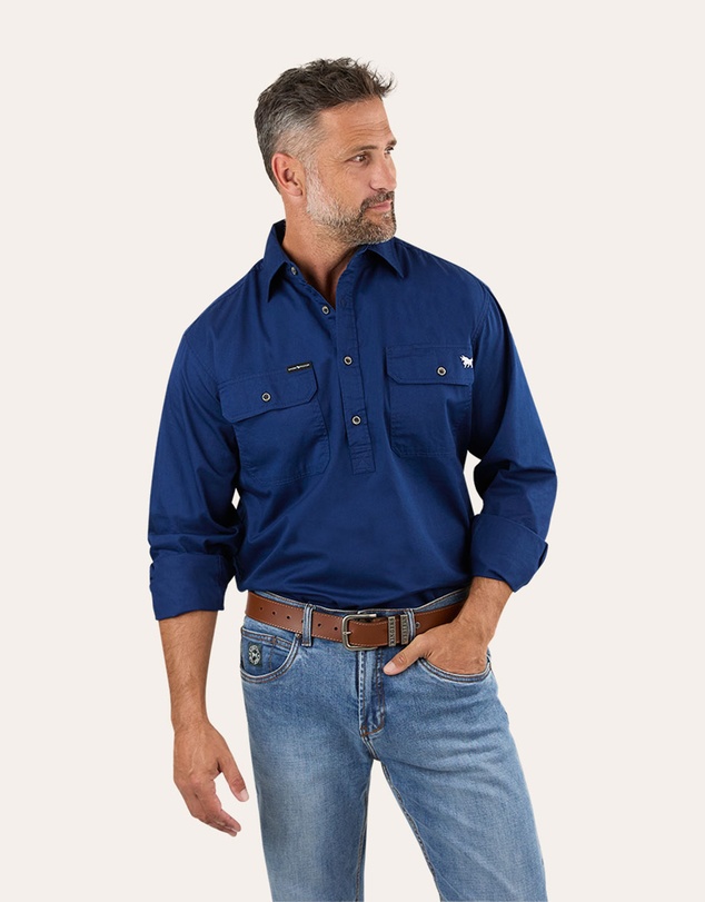 Ringers Western - King River Mens Half Button Work Shirt