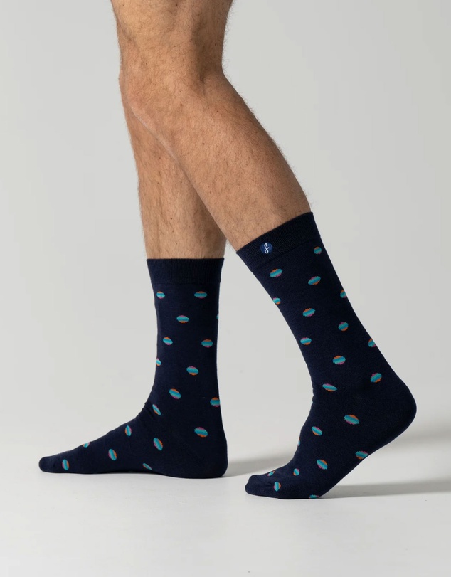 Swanky Socks - Navy Retro Polka Dots