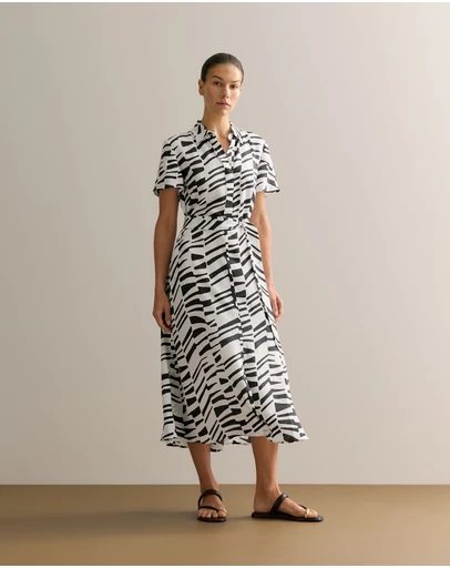 Trenery - Modal Bold Geo Shirt Dress in Black Multi