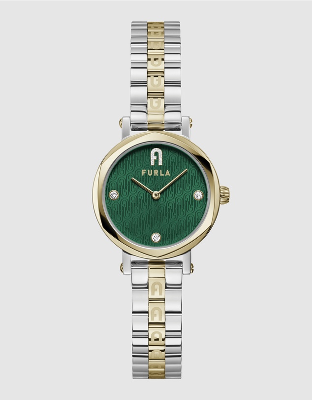 Furla - Heritage Petite 30mm Green Dial Two Tone Bracelet