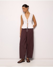 AERE - Linen Tie Front Top