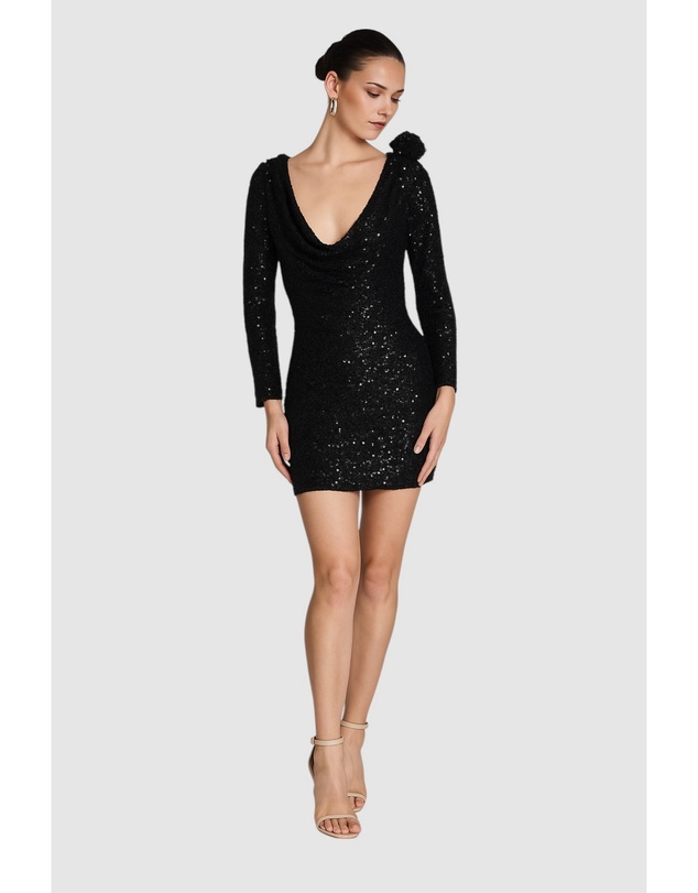 Romance by Honey and Beau - Gaia Draped Sequin Mini Dress