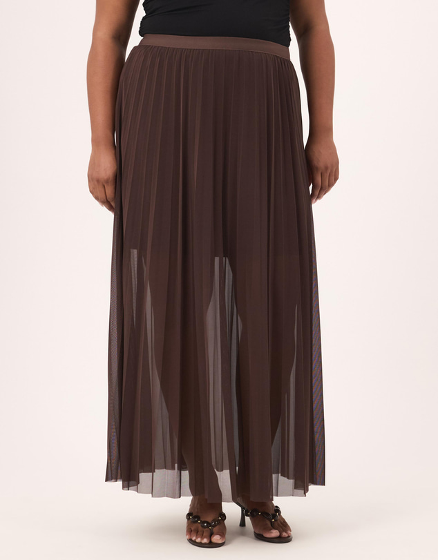 Atmos&Here Curvy - Bella Pleated Mesh Maxi Skirt