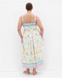 City Chic - Plus size Calissa Seascape Print Maxi Dress - light blue