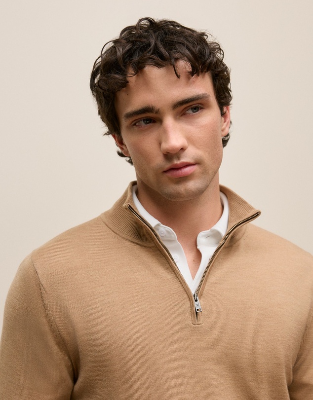 Trenery - Merino Half Zip in Camel
