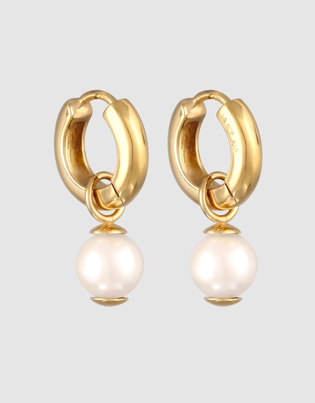 Kuzzoi - ICONIC EXCLUSIVE - Pearl Hoop Earrings in Gold-Plated 925 Sterling Silver