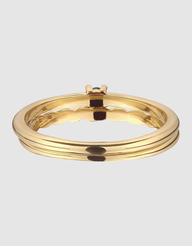Elli Jewelry - Black Pearl Ring Set in Gold-Plated 925 Sterling Silver