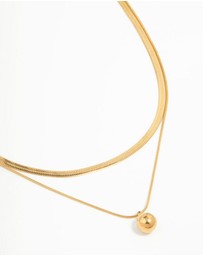 Lovisa - Waterproof Gold Plated Stainless Steel Layered Ball & Snake Chain Necklace