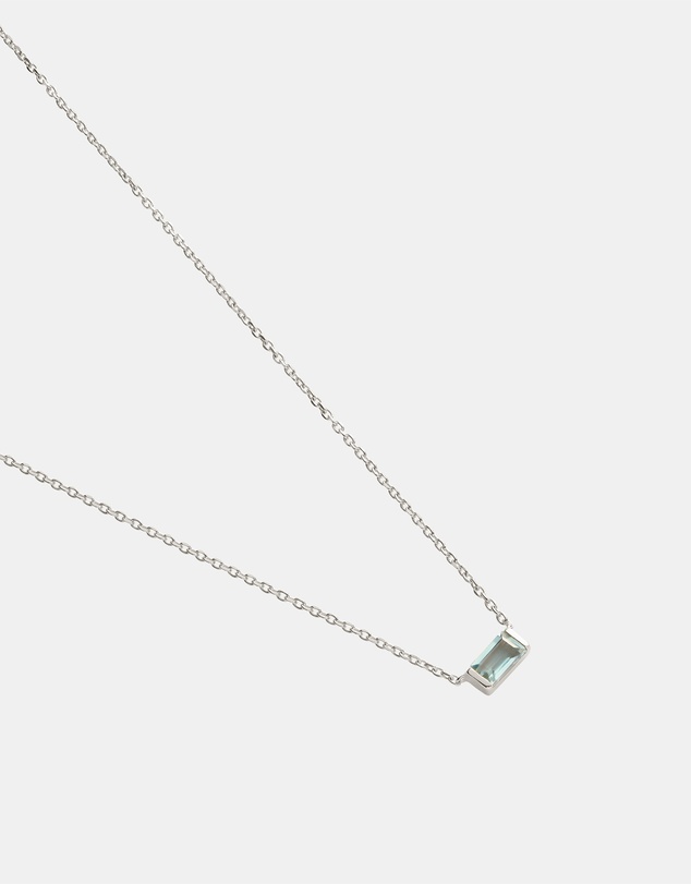 Kirstin Ash - Baguette Birthstone Necklace March Sky Blue Topaz