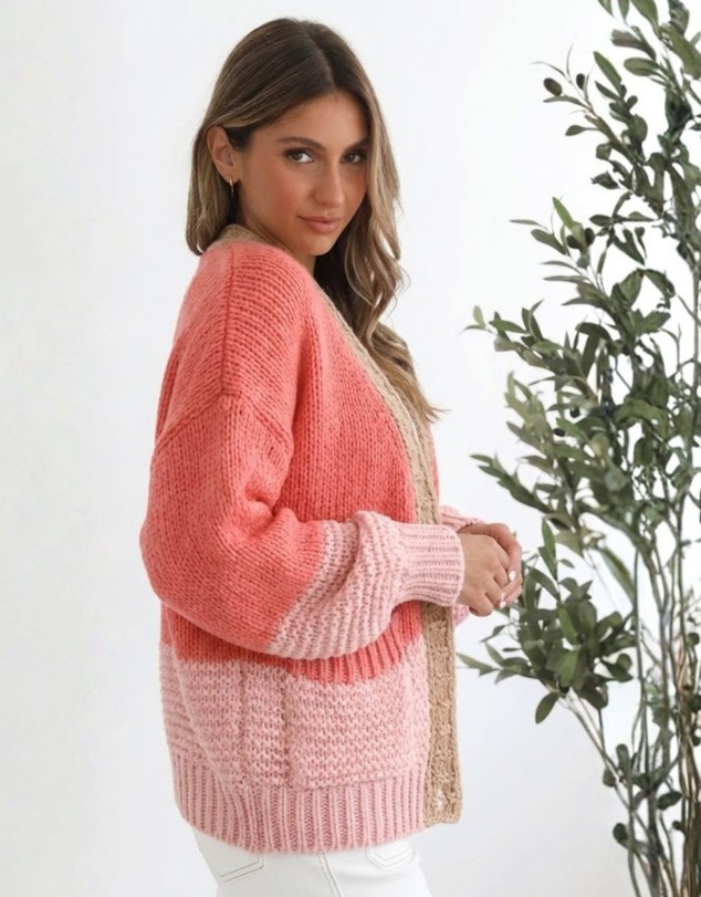 Esther & Co - Sheona Cardigan - Peach Multi
