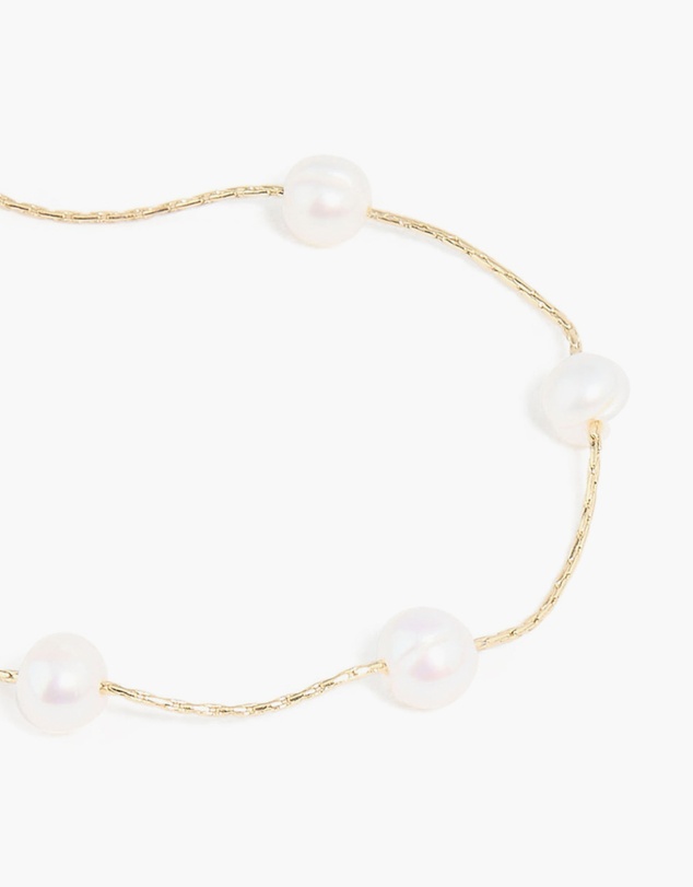 Lovisa - Gold Plated Freshwater Pearl Station Toggle Bracelet