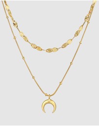 Elli Jewelry - Necklace Layer Half Moon Pendant Astro Trend in 925 Sterling Silver Gold Plated