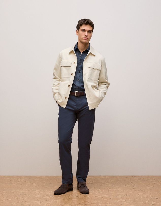 Trenery - Cotton Twill Chore Jacket in Stone