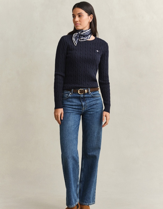 Gant - Stretch Cotton Cable Crew Neck Knit