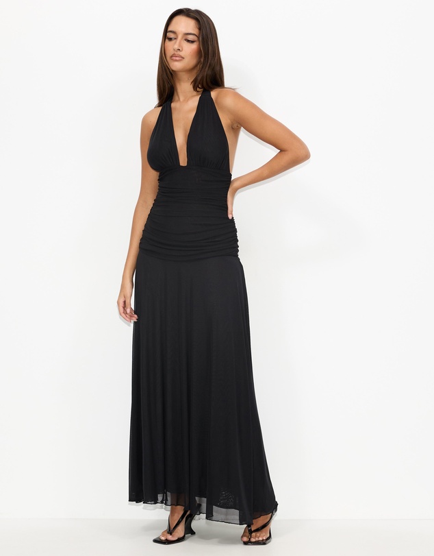 Dazie - Topaz Mesh Halter Maxi Dress