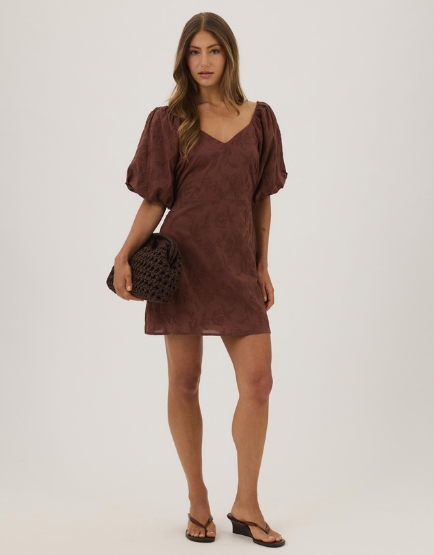 Atmos&Here - Miya Broderie Mini Puff Sleeve Dress