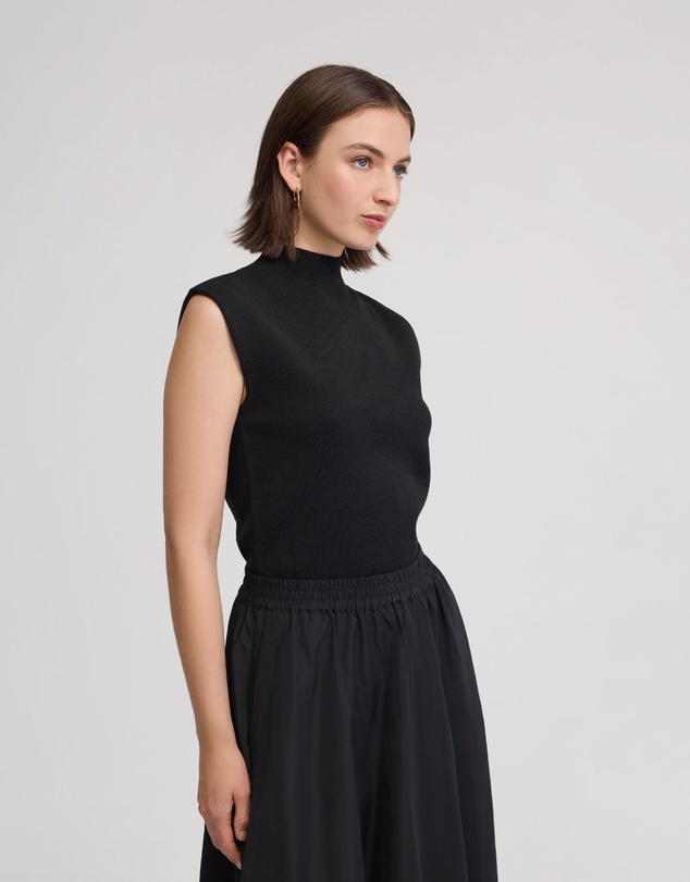 Oxford - Pepper Knitted Funnel Collar Top