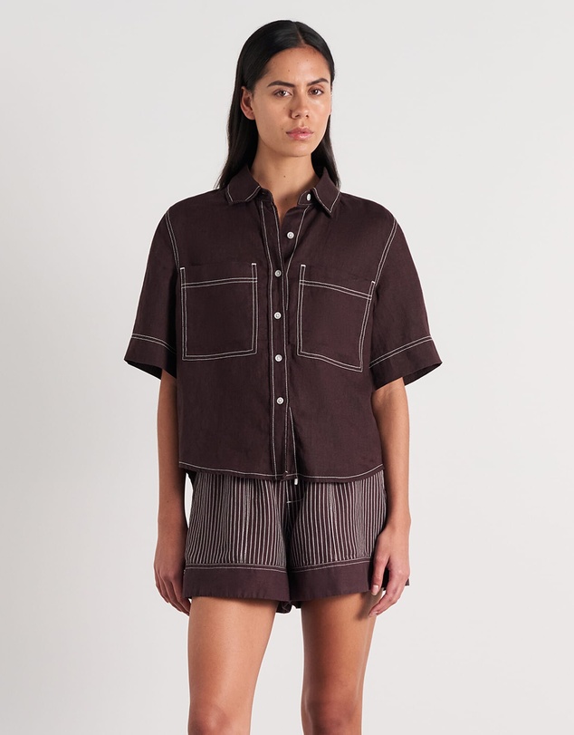 Jag - Gigi Linen Relaxed Short Sleeve Shirt
