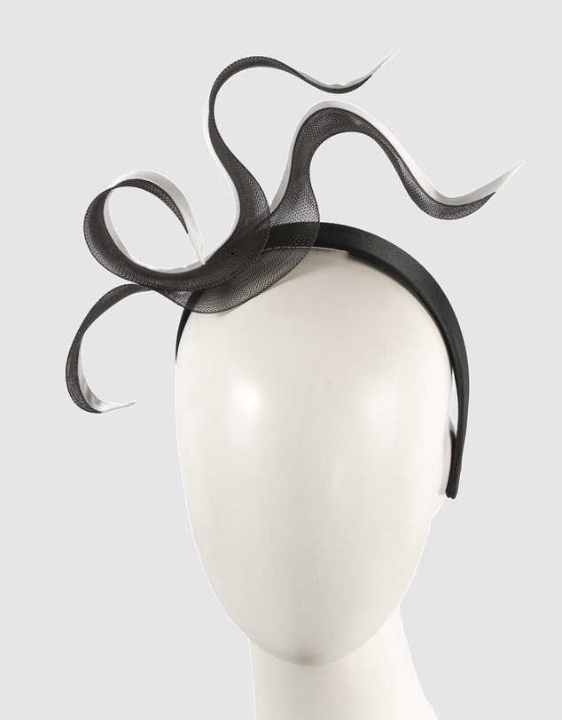 Fillies Collection - Bespoke Sculpted Black & White Racing Fascinator