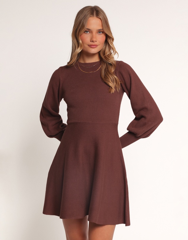 Petal & Pup - Gigi Long Sleeve Mini Dress - Brown