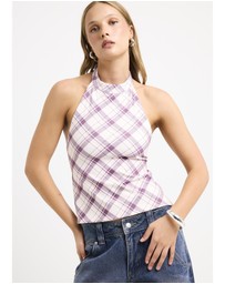 Insight - Clover Check Backless Top