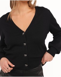 Petal & Pup - Josey Bow Button Cardigan - Black