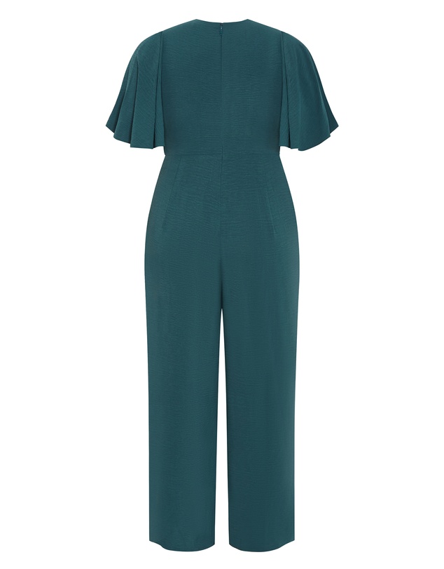 City Chic - Braelynn V Neck Jumpsuit - emerald