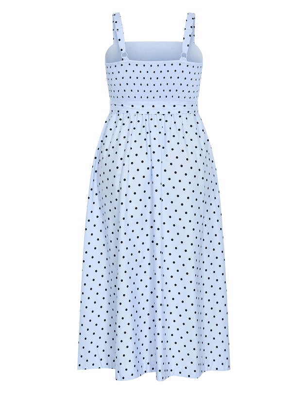 City Chic - Plus size Lily Spot Print Cotton Midi Dress - baby blue