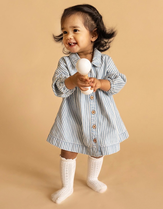 Fox & Finch - Winter Vacay Stripe Denim Dress - Babies