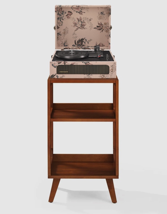 Crosley - Crosley Voyager Bluetooth Portable Turntable + Crosley Asheville Stand Bundle - Floral