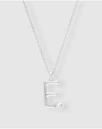 Wanderlust + Co - Alphabet Bubble Silver Necklace - Letter E