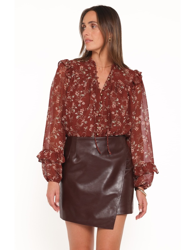 Petal & Pup - Elanira Ruffle Top - Rust Floral