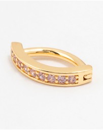 Lovisa - Gold Plated Surgical Steel Pink Cubic Zirconia Curved Belly Ring