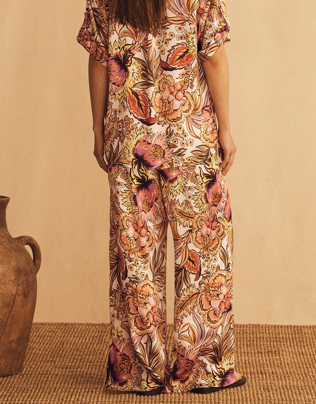 AUR OCEA - Bel Fiore Silk Gathered Wide Leg Pants