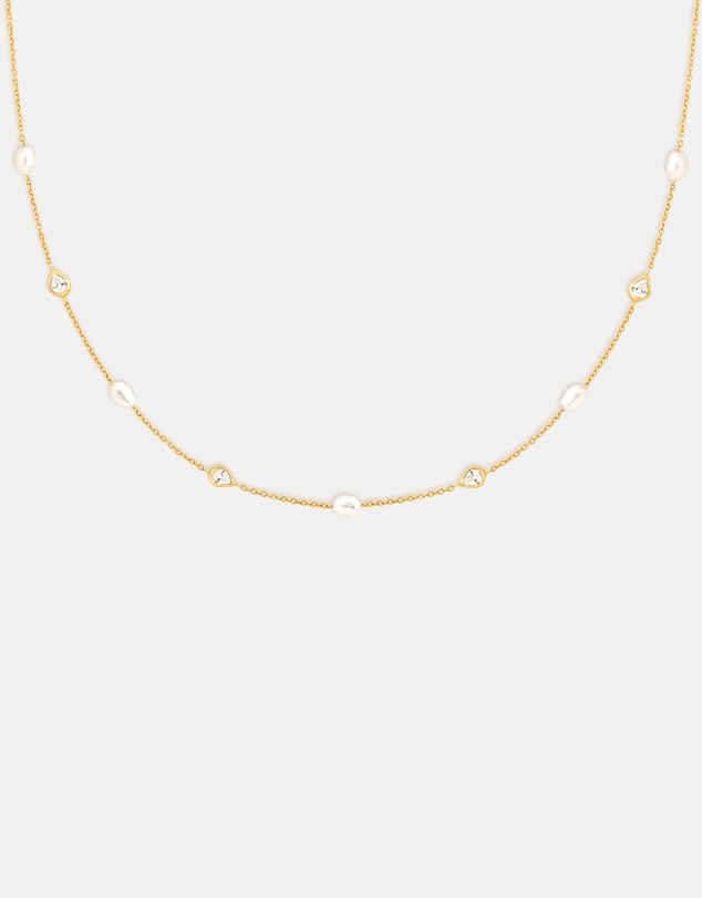 Astrid & Miyu - Cultured Pearl & Crystal Charm Necklace