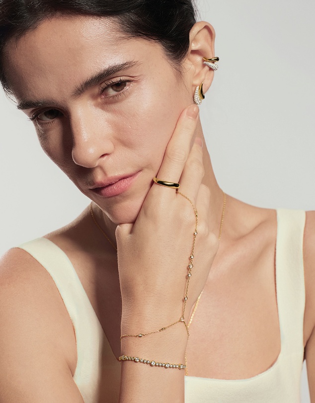Ania Haie - Gold Alternating Bezel-Set Bracelet