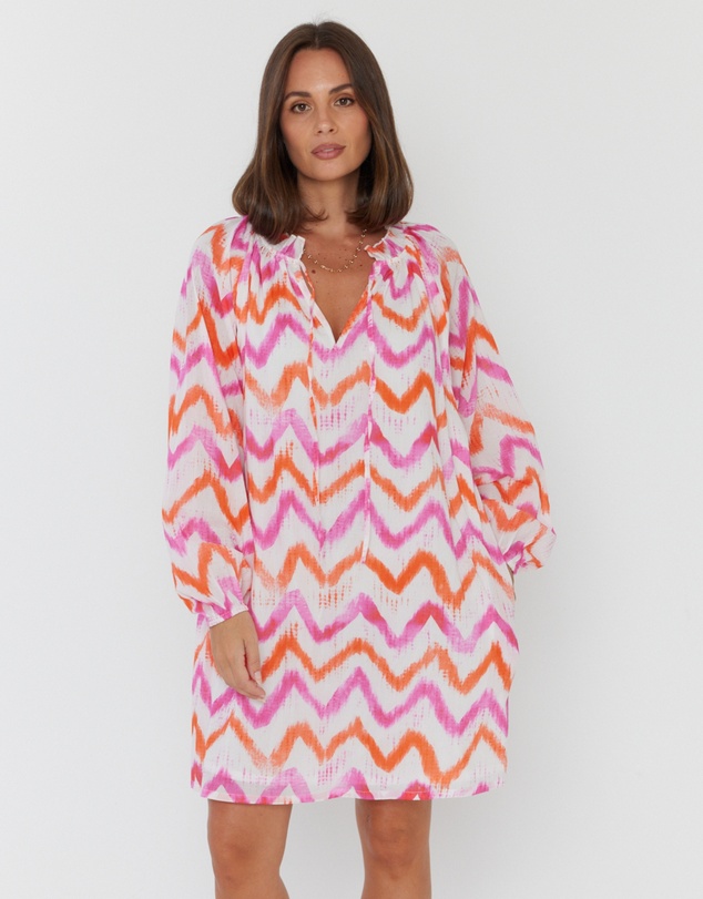 ALEXANDRA - Tobias Dress Pink Orange Zig Zag