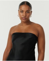 Third Form - Satin Tie Back Strapless Midi Dress